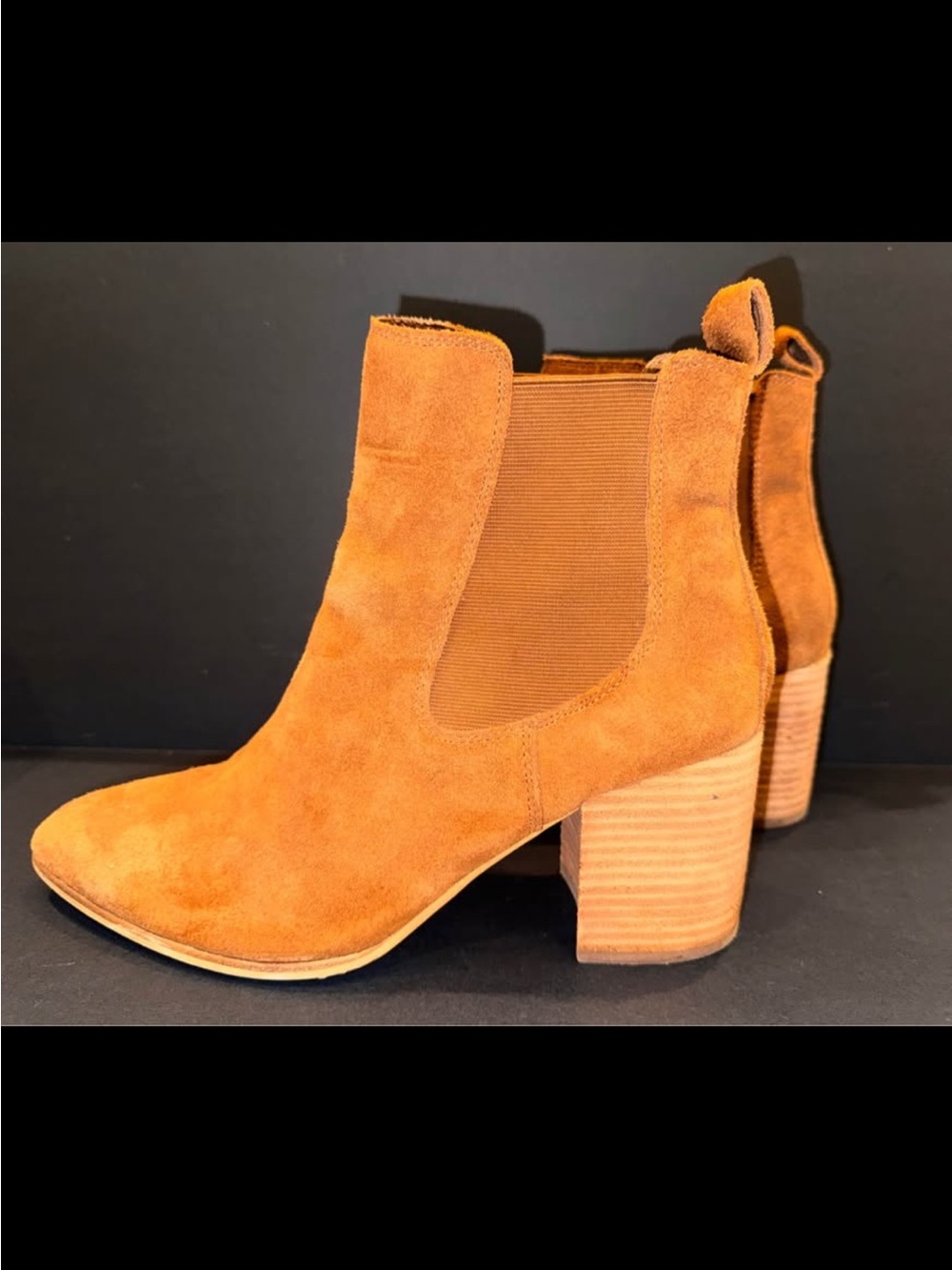 Steve Madden “Addy” Cognac Suede Ankle Booties, Size 10